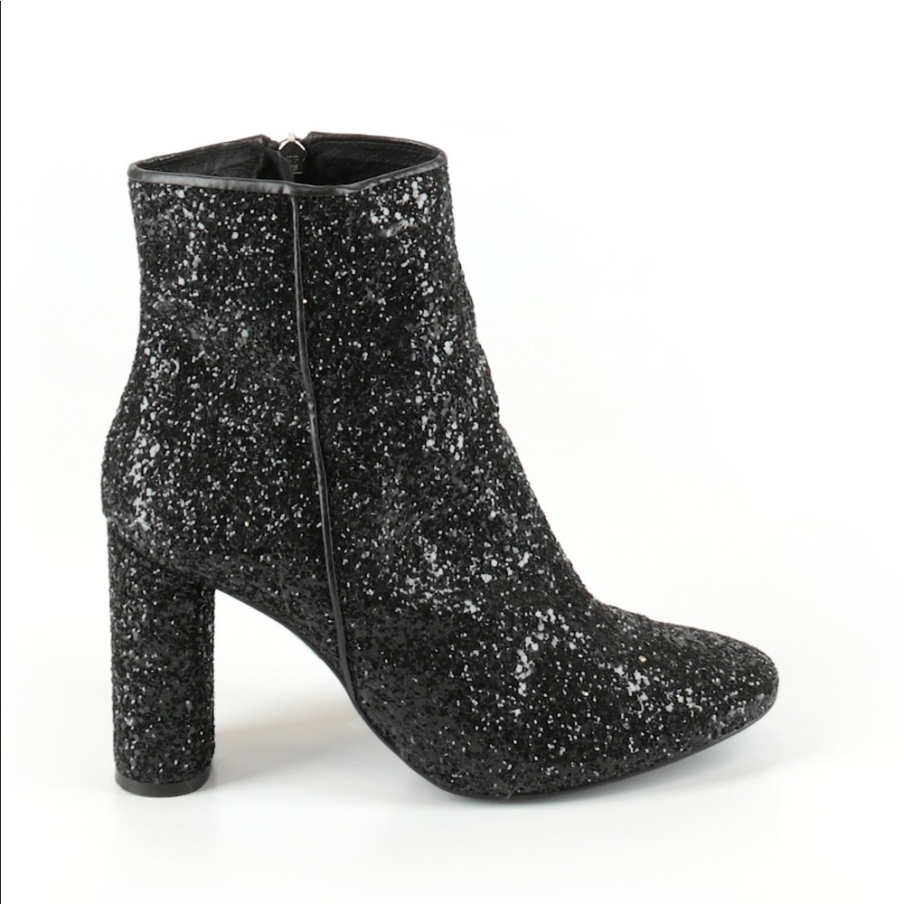 Sparkly Ankle Bootie Block Heels
